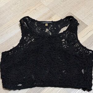 Foreign Exchange Black Lace Crop Top